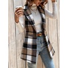 image:imageIDEALSANXUN Womens Wool Vest Fall Winter Long Sleeveless Blazer Jackets CardiganPlaid Brown New