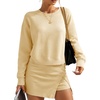 image:imageIDEALSANXUN Womens Skirt Sets Fall Winter Lounge Sweatshirt Matching 2 Piece Skort SetsKhaki