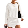 image:imageIDEALSANXUN Womens Skirt Sets Fall Winter Lounge Sweatshirt Matching 2 Piece Skort SetsWhite