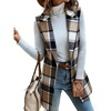 image:imageIDEALSANXUN Womens Wool Vest Fall Winter Long Sleeveless Blazer Jackets CardiganPlaid Brown New