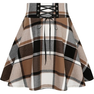 image:imageIDEALSANXUN Gothic Plaid Mini Skirts for Women Short High Waist Plaid SkirtsBrown New