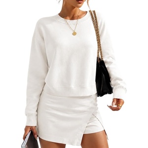 image:imageIDEALSANXUN Womens Skirt Sets Fall Winter Lounge Sweatshirt Matching 2 Piece Skort SetsWhite