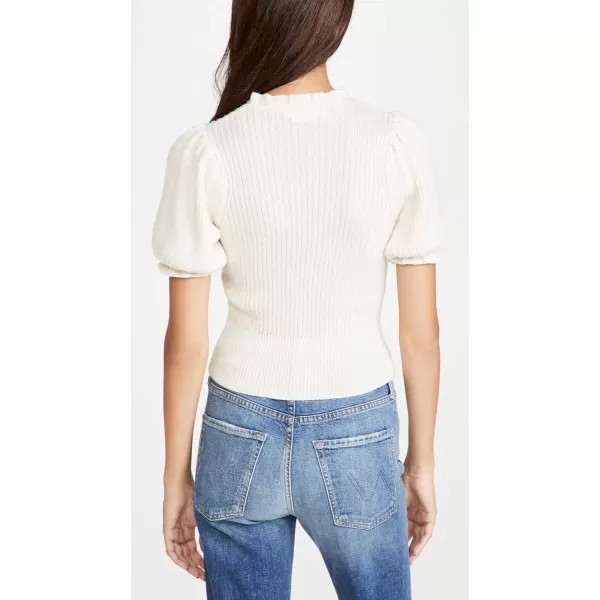 ASTR the label Womens Caitlyn Short Puff Sleeve Mock Neck Fitted SweaterOat Milk