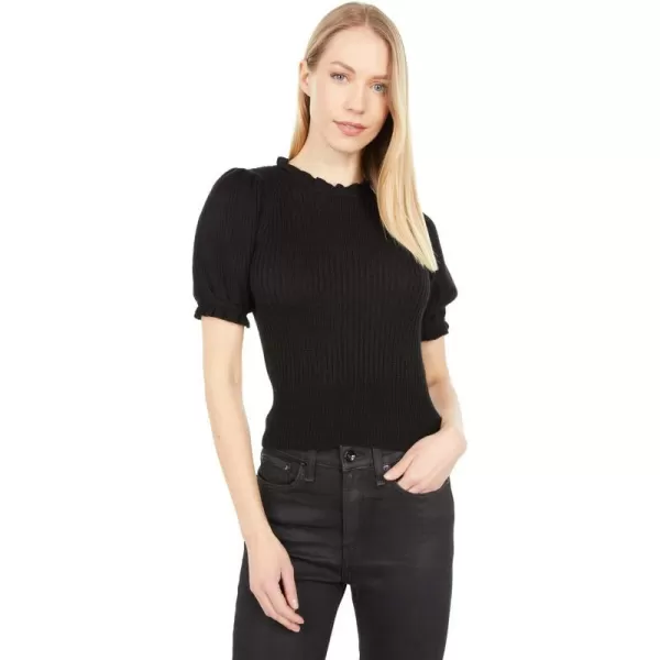 ASTR the label Womens Caitlyn Short Puff Sleeve Mock Neck Fitted SweaterBlack