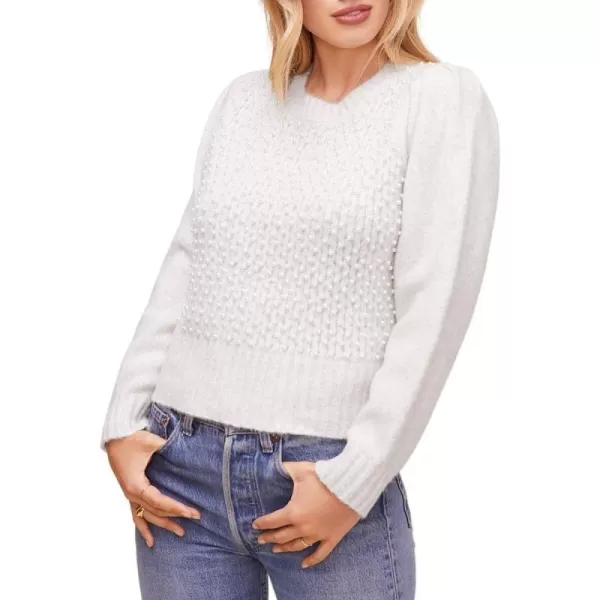 ASTR the label Womens Cindy Long Sleeve Textured Round Neck Knit SweaterOatmeal