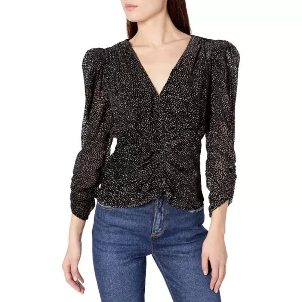 ASTR the label Womens Florence Princess Sleeve TopBlack Velvet Dot