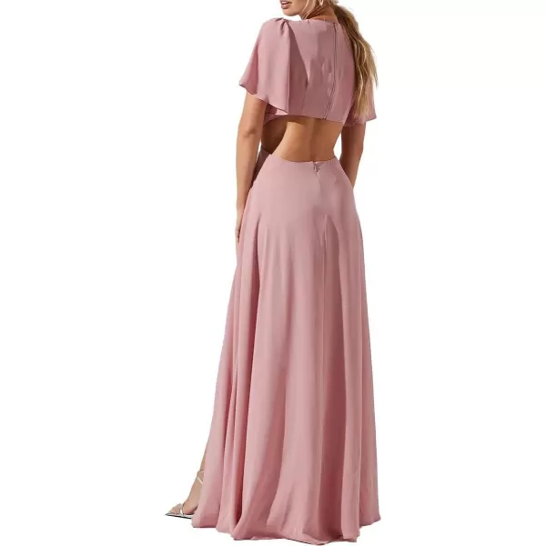 ASTR the label Katrina Womens Cut Out Flutter Sleeve Maxi DressVintage Rose