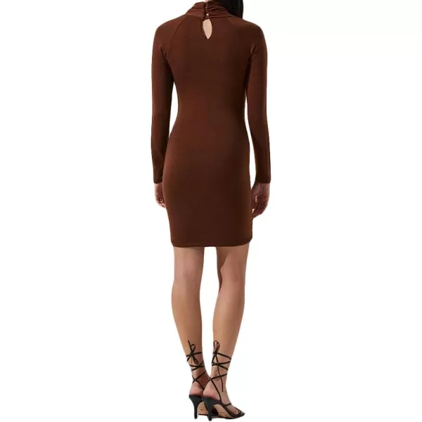 ASTR the label Womens Long Sleeve Twist Front Cut Out Mini DressBrown