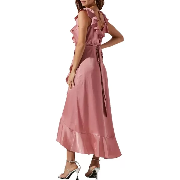 ASTR the label Womens Satin Midi Wrap Dress Pink XSASTR the label Womens Satin Midi Wrap Dress Pink XS