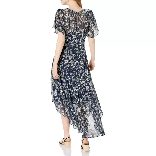 ASTR the label Womens Short Flutter Sleeve Assymetric Maxi DressBlue Green Floral