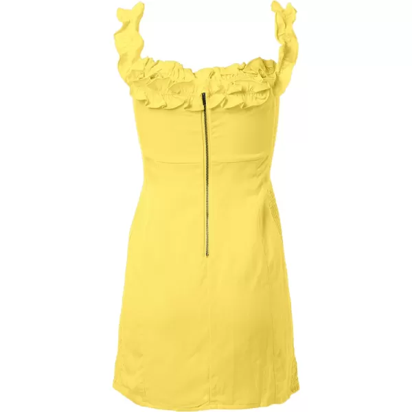 ASTR the label Womens Sleeveless Renata Smocked Bodycon Ruffle Mini DressLemon