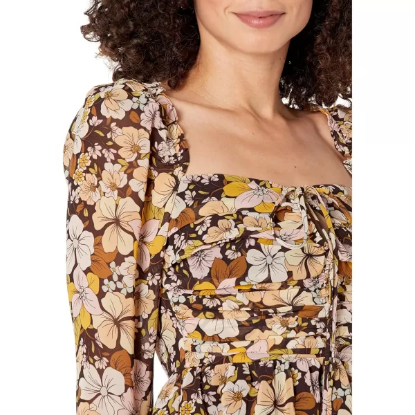 ASTR the label Womens Toni Top Brown Yellow Floral LargeASTR the label Womens Toni Top Brown Yellow Floral Large