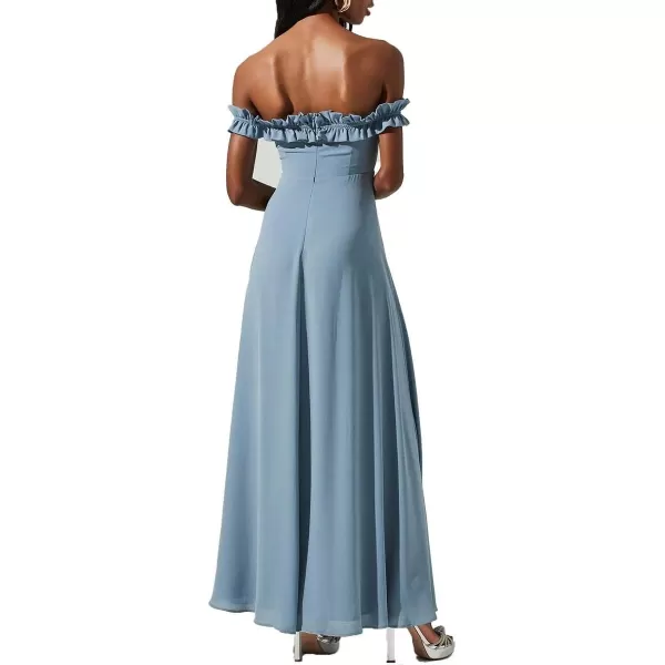 ASTR the label Womens Venetia OffTheShoulder Long Maxi DressSteel Blue