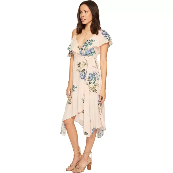 ASTR the label Womens Yessenia Asymmetrical Ruffle Top Floral Wrap DressBlush Multi Floral