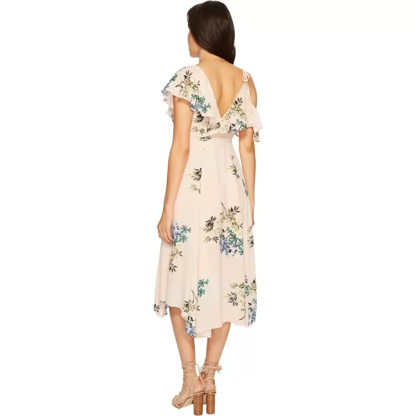 ASTR the label Womens Yessenia Asymmetrical Ruffle Top Floral Wrap DressBlush Multi Floral