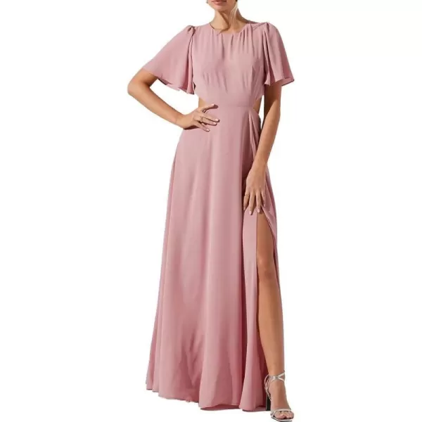 ASTR the label Katrina Womens Cut Out Flutter Sleeve Maxi DressVintage Rose