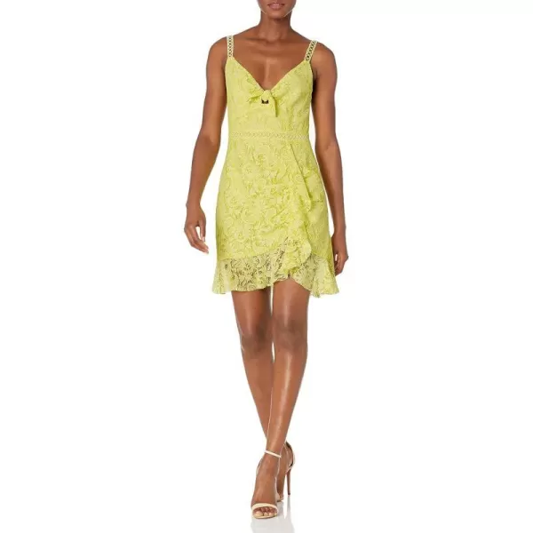 ASTR the label Womens Joey Sleeveless Lace Bow Tie Short Mini DressLemon Drop Yellow