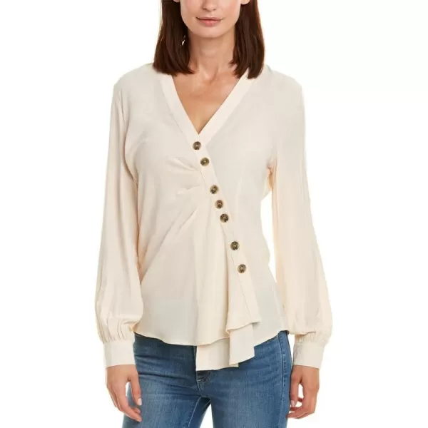 ASTR the label Womens Long Sleeve Cross Over Wrap Blouse TopCream