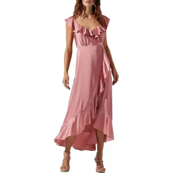 ASTR the label Womens Satin Midi Wrap Dress Pink XSASTR the label Womens Satin Midi Wrap Dress Pink XS