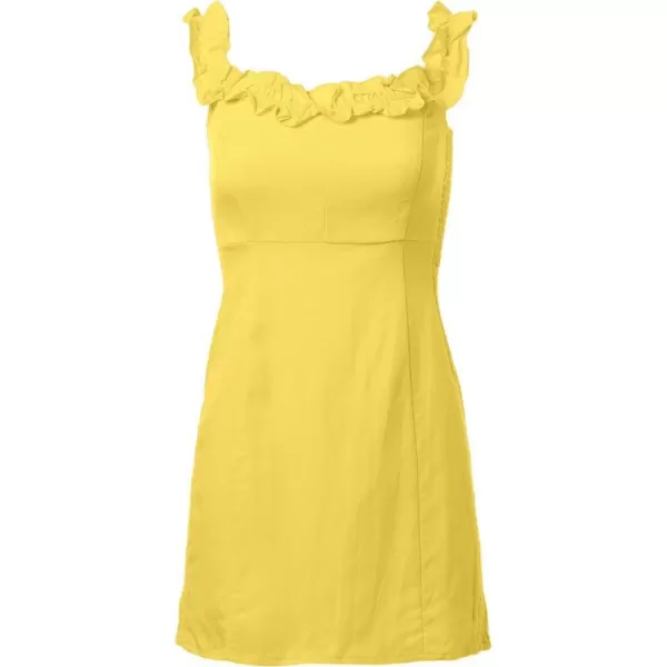 ASTR the label Womens Sleeveless Renata Smocked Bodycon Ruffle Mini DressLemon