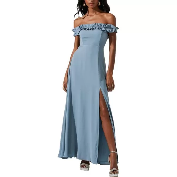 ASTR the label Womens Venetia OffTheShoulder Long Maxi DressSteel Blue