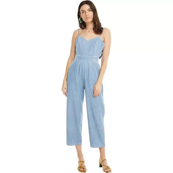 ASTR the label womens Edie Sleeveless Tapered Crop Denim JumpsuitASTR the label womens Edie Sleeveless Tapered Crop Denim Jumpsuit