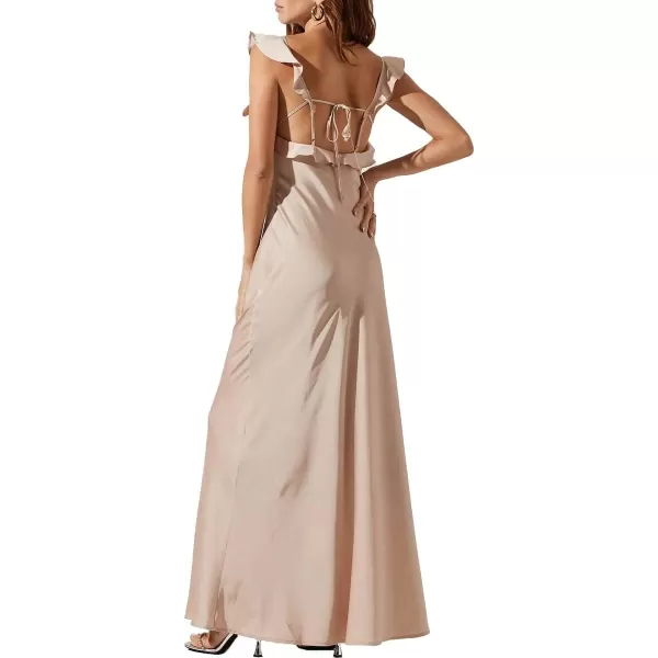 ASTR the label Bryna Womens Satin Ruffled Square Neck Slip DressChampagne Rose