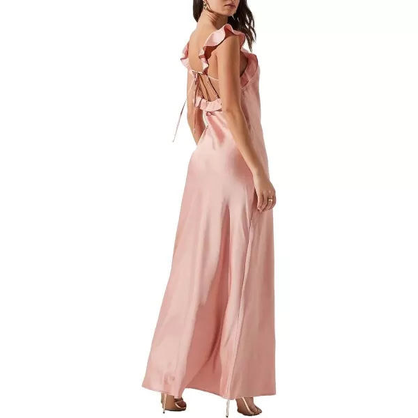 ASTR the label Bryna Womens Satin Ruffled Square Neck Slip DressCoral Blush