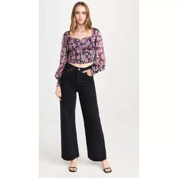 ASTR the label Womens Amber TopBlack Purple Floral