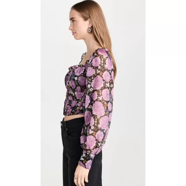 ASTR the label Womens Amber TopBlack Purple Floral