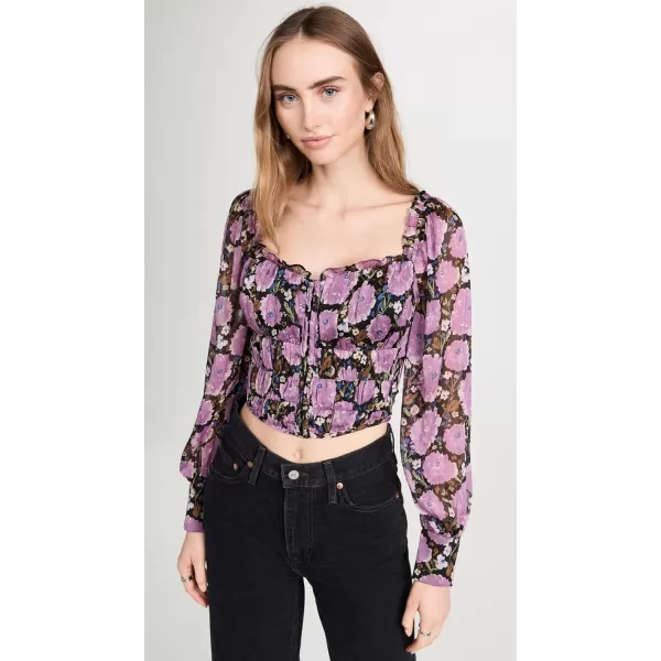 ASTR the label Womens Amber TopBlack Purple Floral