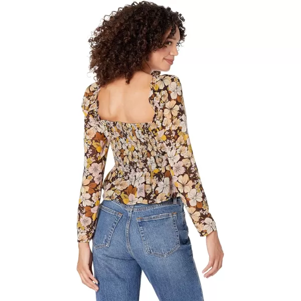 ASTR the label Womens Toni Top Brown Yellow Floral MediumASTR the label Womens Toni Top Brown Yellow Floral Medium