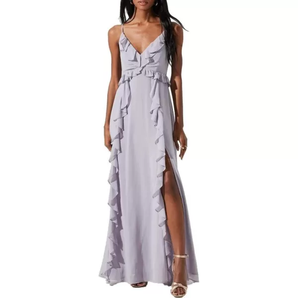 ASTR the label Adoria Womens Ruffled VNeck Sleeveless High Slit Maxi DressDusty Lavender