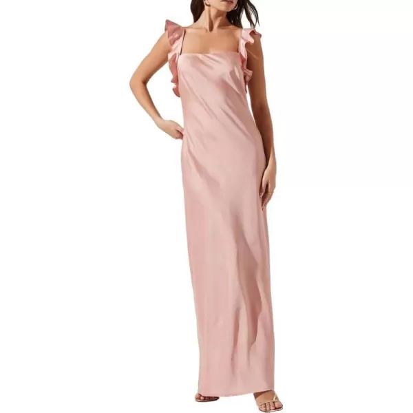 ASTR the label Bryna Womens Satin Ruffled Square Neck Slip DressCoral Blush