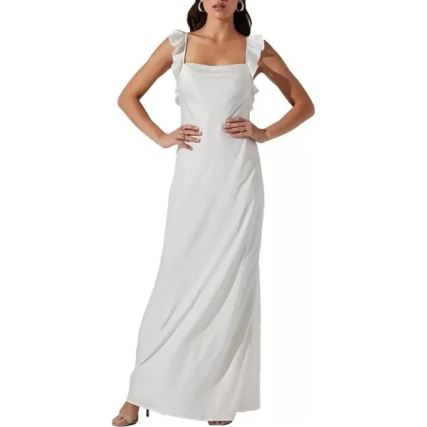 ASTR the label Bryna Womens Satin Ruffled Square Neck Slip DressSnow White