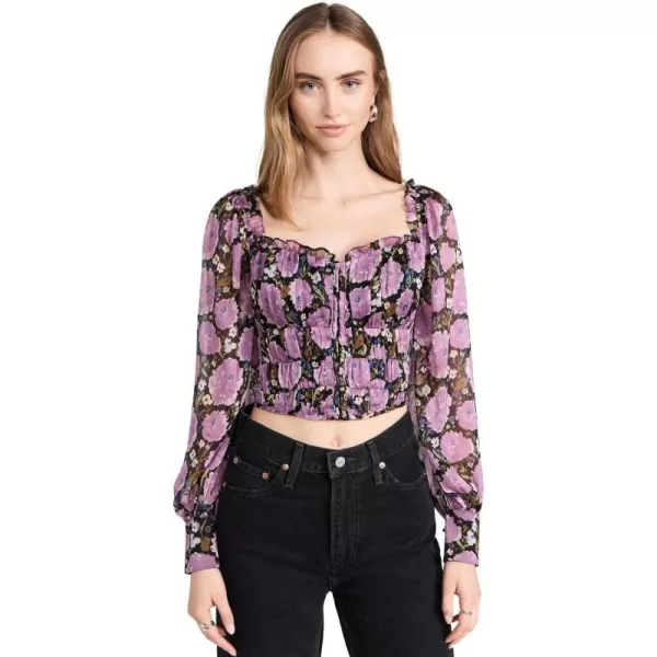 ASTR the label Womens Amber TopBlack Purple Floral