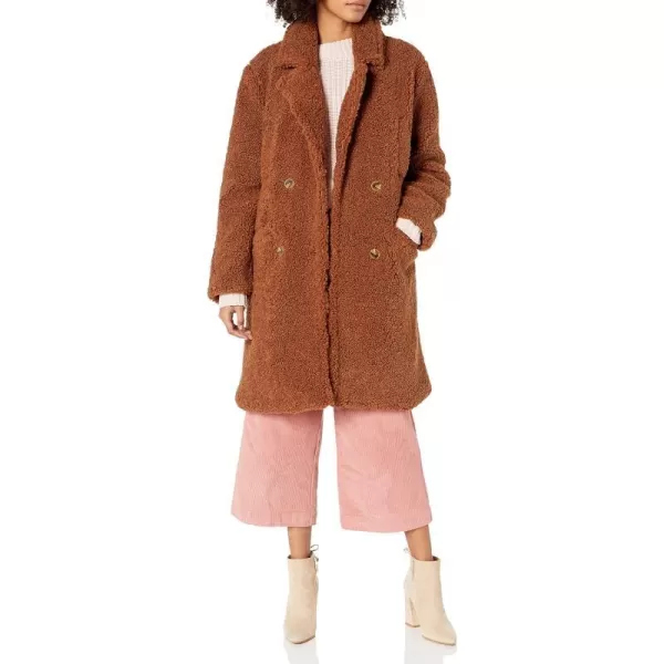 ASTR the label Womens Freddie Faux Fur Teddy Long CoatChestnut