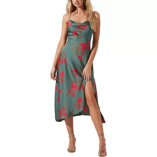 ASTR the label Womens Gaia Sleeveless Midi Slip DressTealraspberry Floral