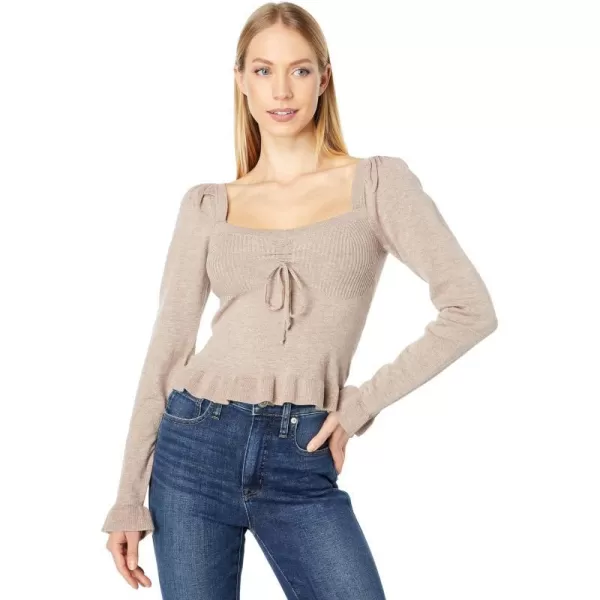 ASTR the label Womens Knit Ruffled Pullover SweaterCocoa