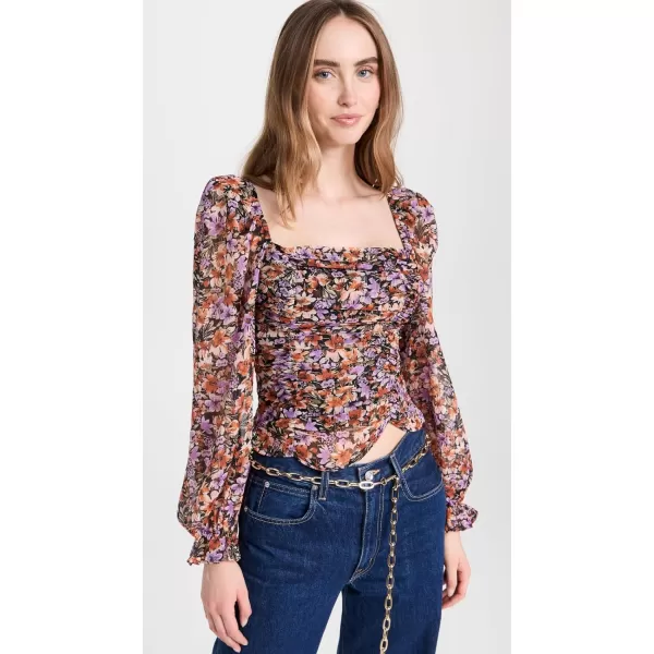 ASTR the label Womens Tonina TopOrange Purple Floral