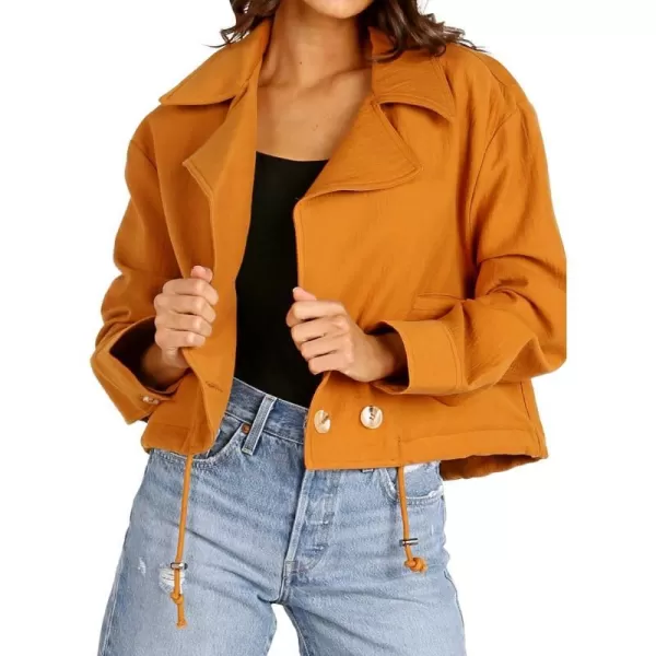 ASTR the label Womens Collared Long Sleeve En Route Light Weight JacketCaramel