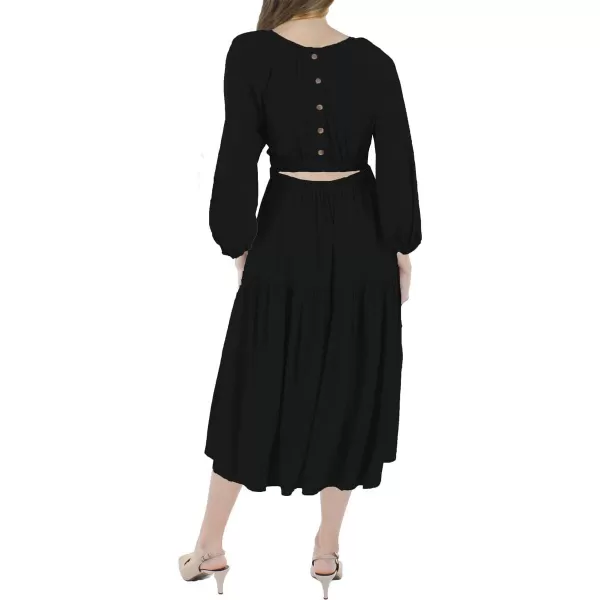 ASTR the label Womens Gathered 34 Sleeve Banded Midi DressBlack