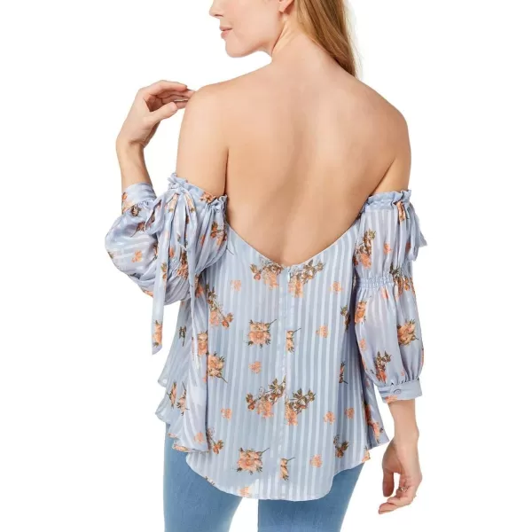 ASTR the label Womens Jillian Off The Shoulder 34 Sleeve Flowy TopBluePeach Floral