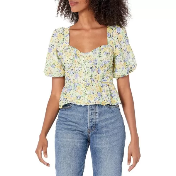 ASTR the label Womens Clairemont TopYellow Green Floral