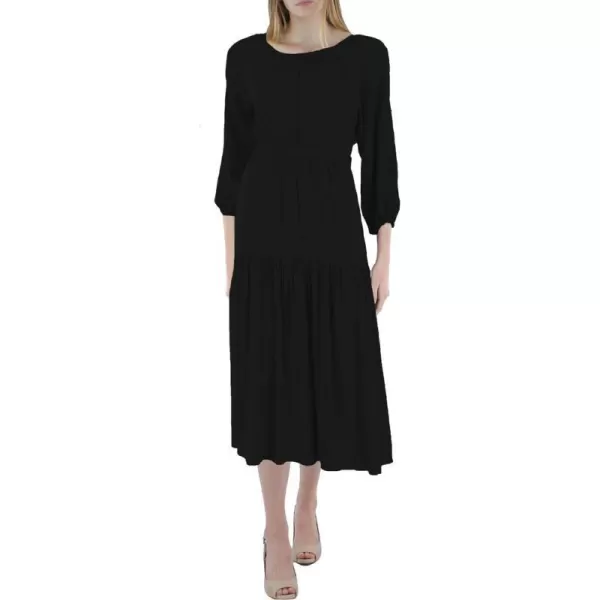 ASTR the label Womens Gathered 34 Sleeve Banded Midi DressBlack