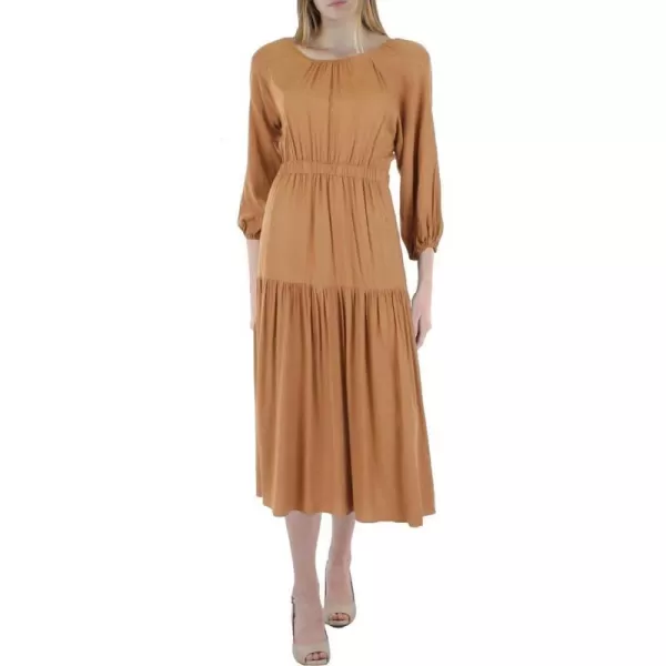 ASTR the label Womens Gathered 34 Sleeve Banded Midi DressRust