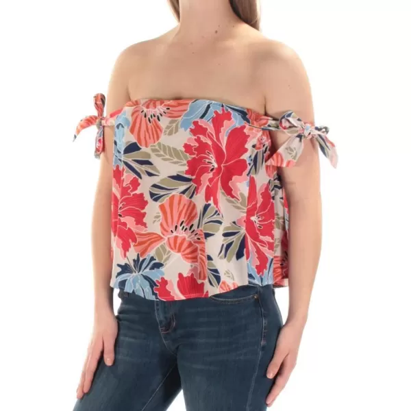 ASTR the label Womens Havana Floral Print Off The Shoulder Tie TopHibiscus Multi Floral