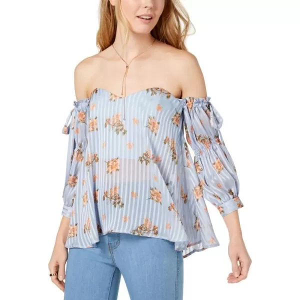 ASTR the label Womens Jillian Off The Shoulder 34 Sleeve Flowy TopBluePeach Floral