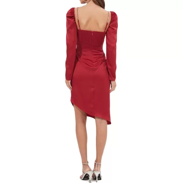 ASTR the label Claudina Womens Asymmetric Embellished Long Sleeve Midi DressFuchsia