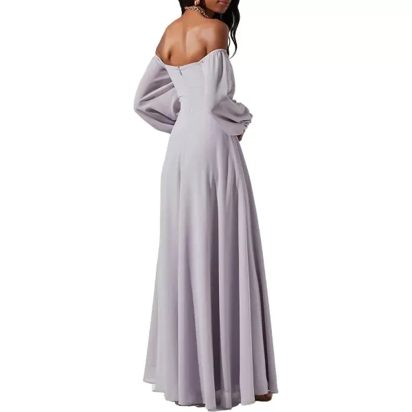 ASTR the label Lucinda Womens Off The Shoulder Blouson Sleeve Maxi DressDusty Lavender